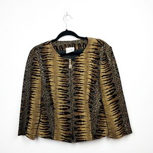 Joseph Ribkoff Gold and Black Animal Print Women's Jacket